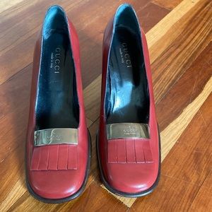 Gucci Burgandy Leather Oxford Pump